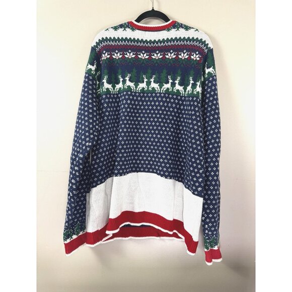 Mens Ugly Christmas Sweater 2XL Wolves Reindeer Moon Holiday Winter Cozy Funny - Picture 3 of 9